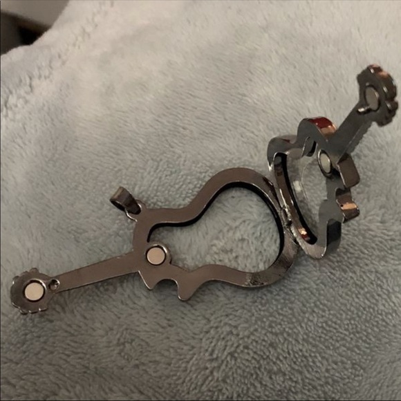 Stainless Steel Floating Charm Guitar Pendant - Picture 2 of 2